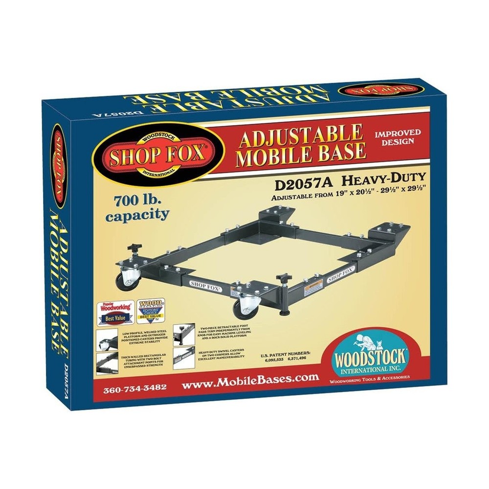 Shop Fox D2057A Adjustable Mobile Base, Small Charcoal Grey