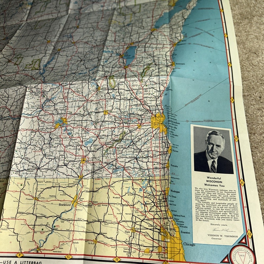 1957 WISCONSIN HIGHWAY MAP