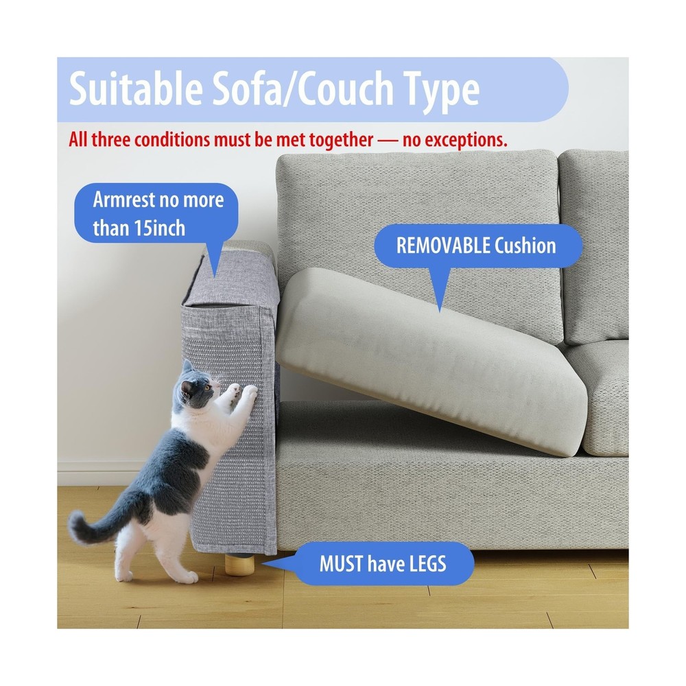 Cat Scratch Couch Protector with Sisal Mat,Couch Protector from... FAST USA SHIP