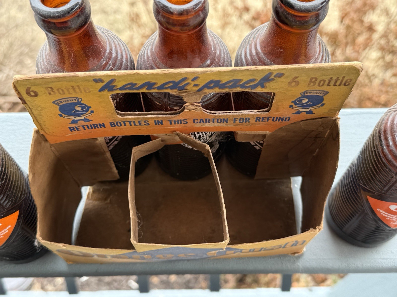 Rare 1940’s Orange Crush Cardboard 6 Pack Handi-Pack W/ Bottles Clinton Iowa
