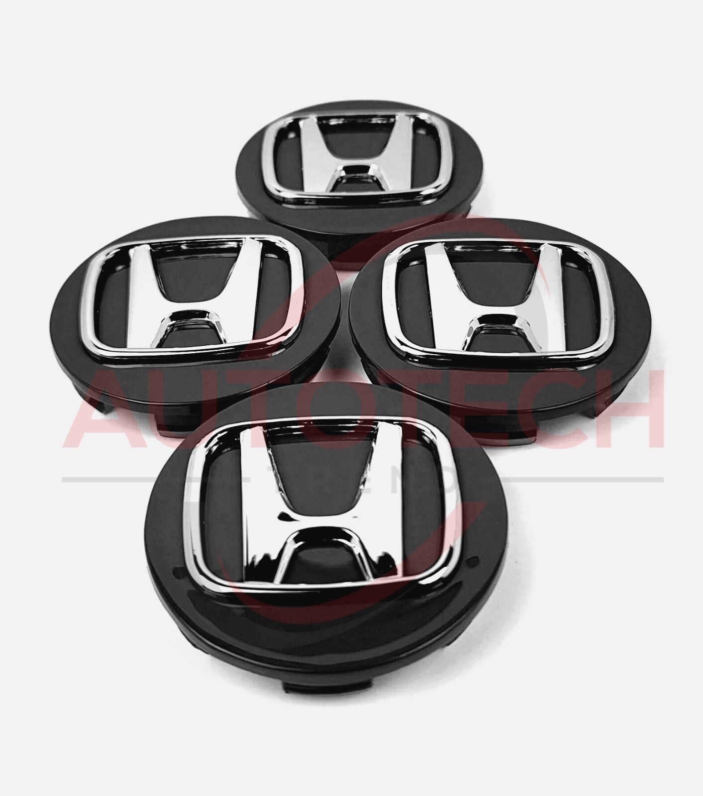 Black HONDA Set Of 4 Wheel Center Caps 69MM