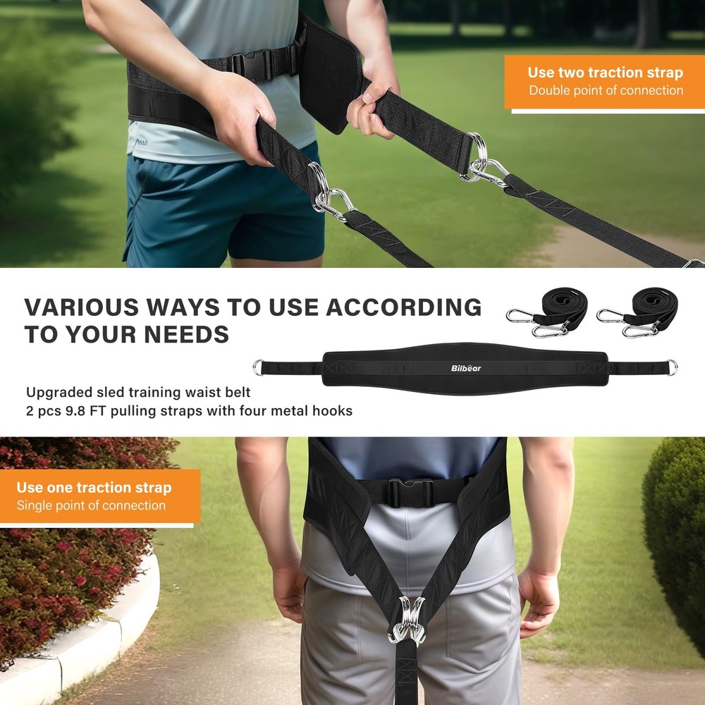 Adjustable Sled Training Belt for Weight Pulling and Resistance Workouts