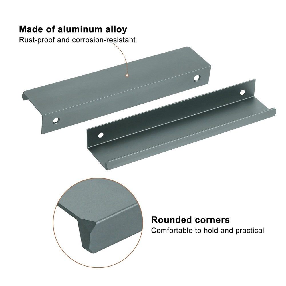 Cabinet Edge Finger Pull, 6pcs 150mm / 5.91" Hidden Cabinet Pulls, Gray