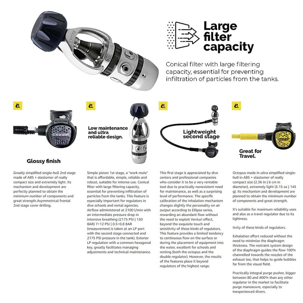 Cressi AC2 / Compact & Octopus XS Regulator Kit