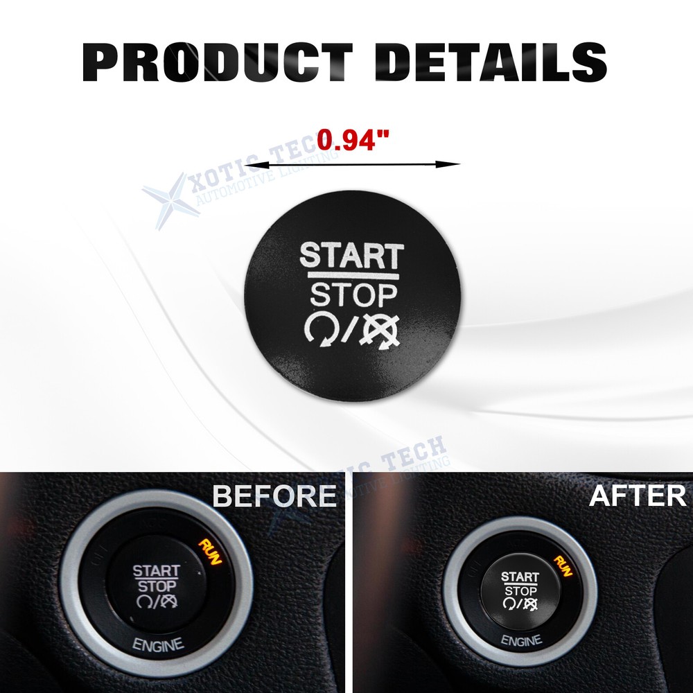 Black Ignition Engine Start Stop Push Button Cover For Dodge Charger Durango Ram