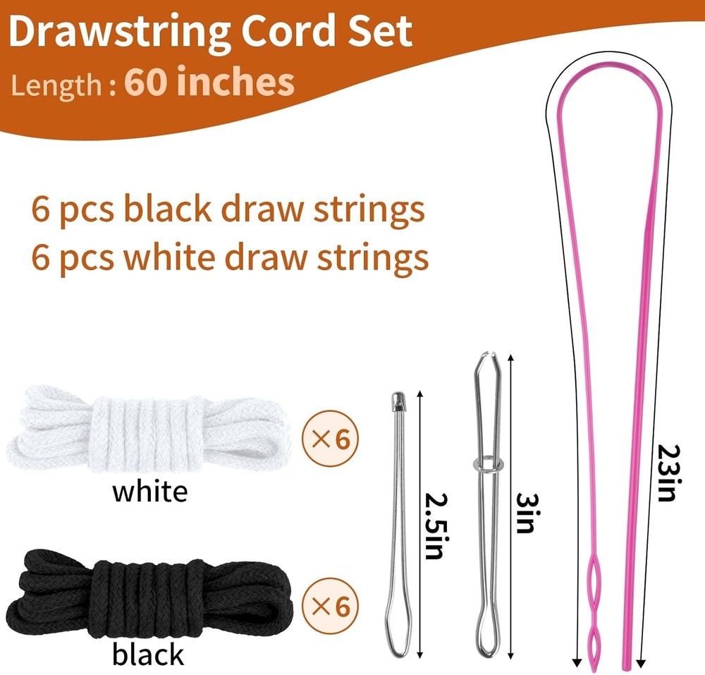 12 Pcs Drawstring for Sweatpants, 60 Inch Hoodie String Replacement, Drawstri...