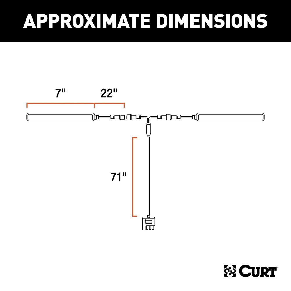 CURT 53201 LED Light Strip Hitch Cargo 2-Pack