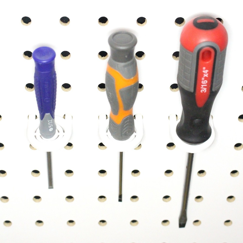 White Plastic Pegboard Multi-Purpose Tool Holder PEGBOARD NOT INCLUDED