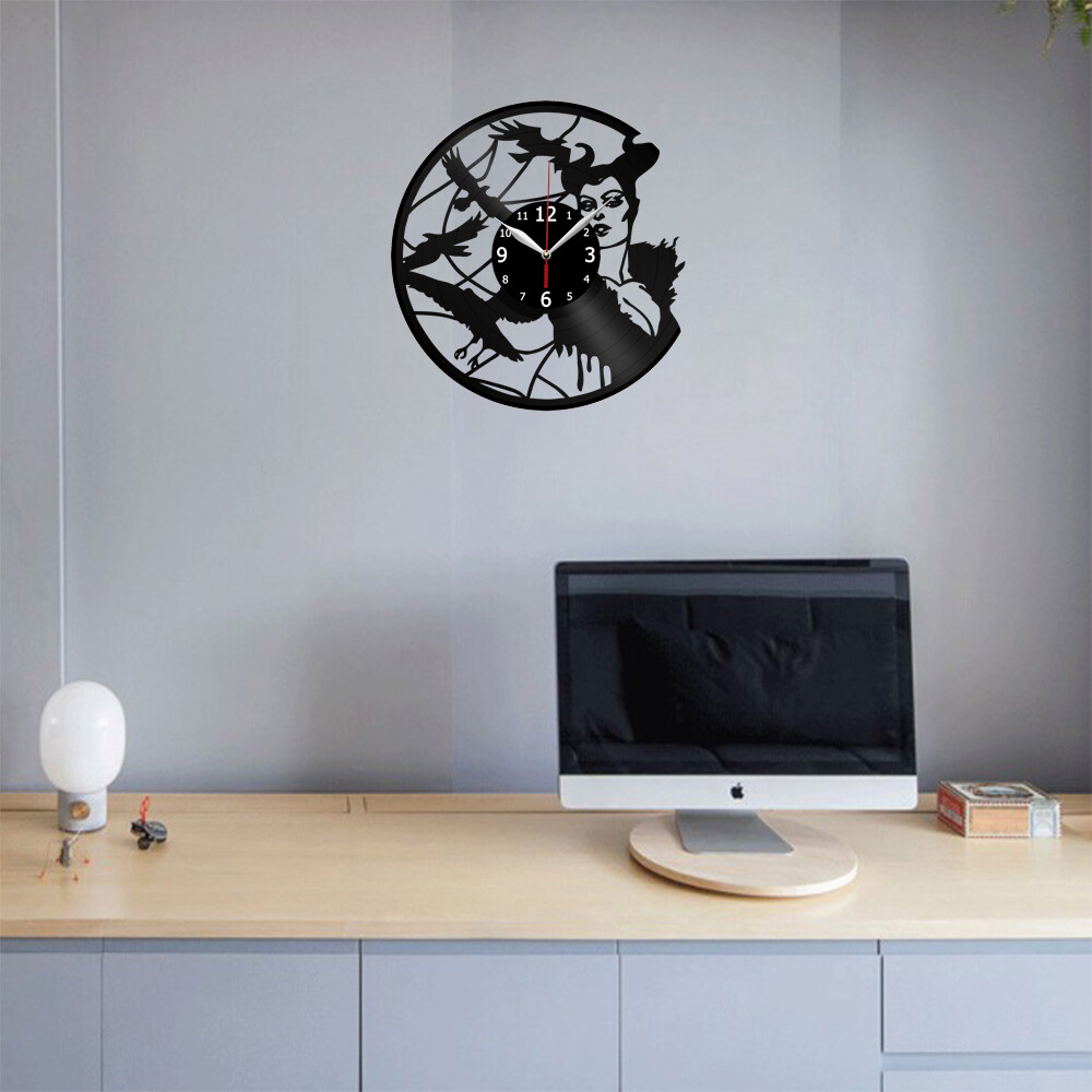 Maleficent Vinyl Record Wall Clock Decor Handmade 5593