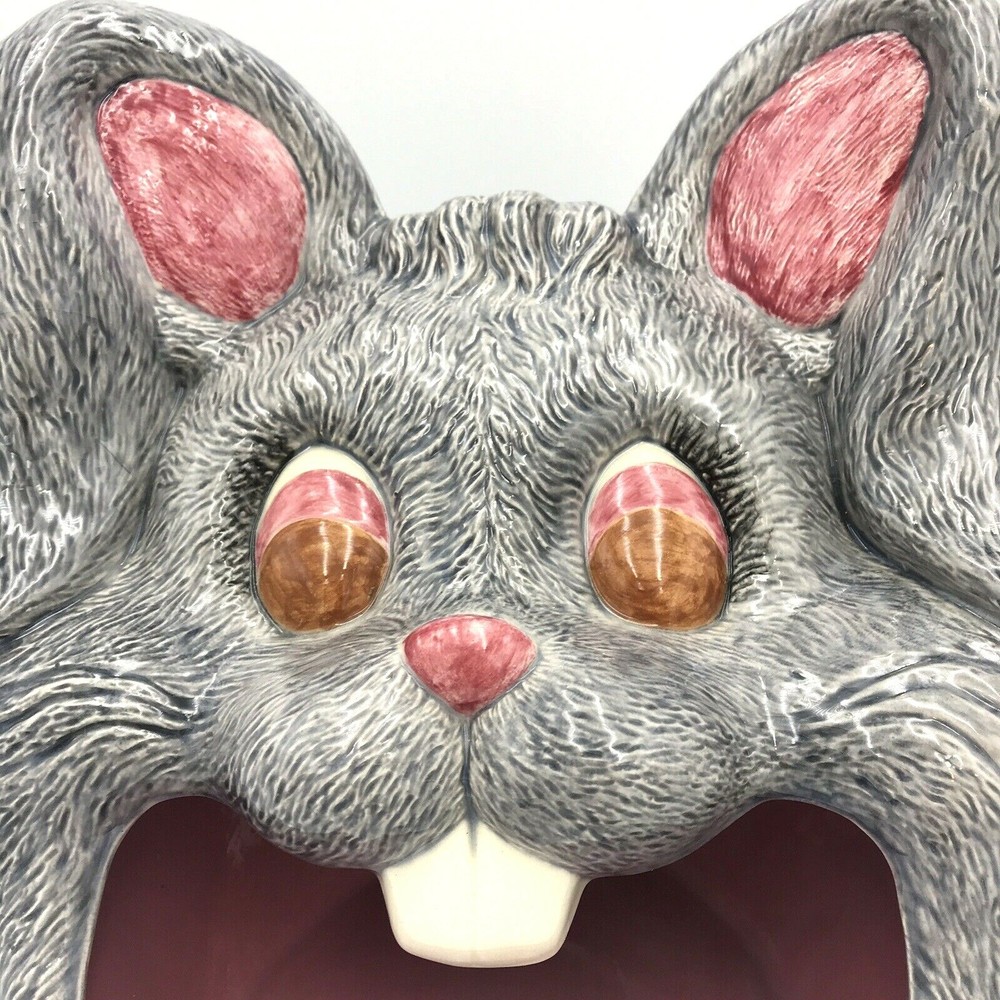 Crazy Rabbit Face Head Easter Dish Bowl Planter Server 9"
