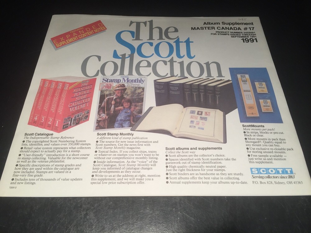 Scott Stamp Album Pages Master Canada Supplement #17 - 1991 - New
