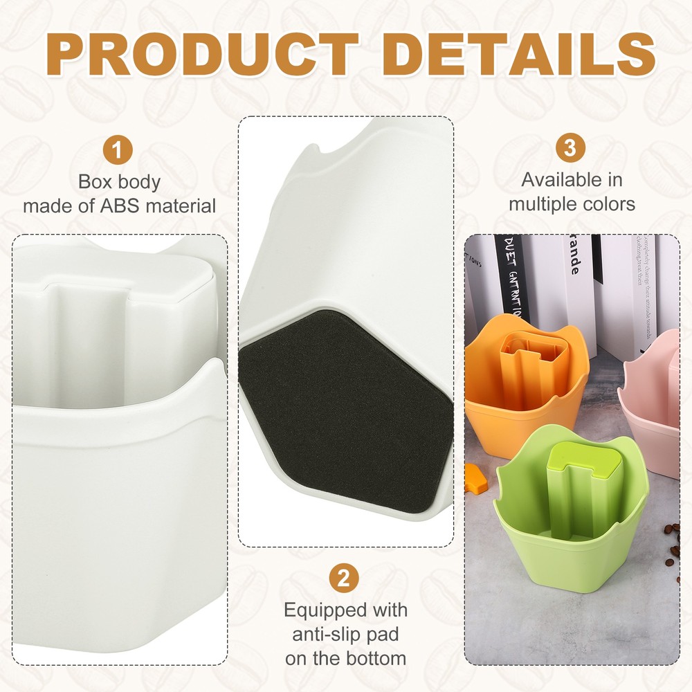 Coffee Knock Box, 4 Inch Plastic Polygonal Knock Box Coffee Grounds Bin, White
