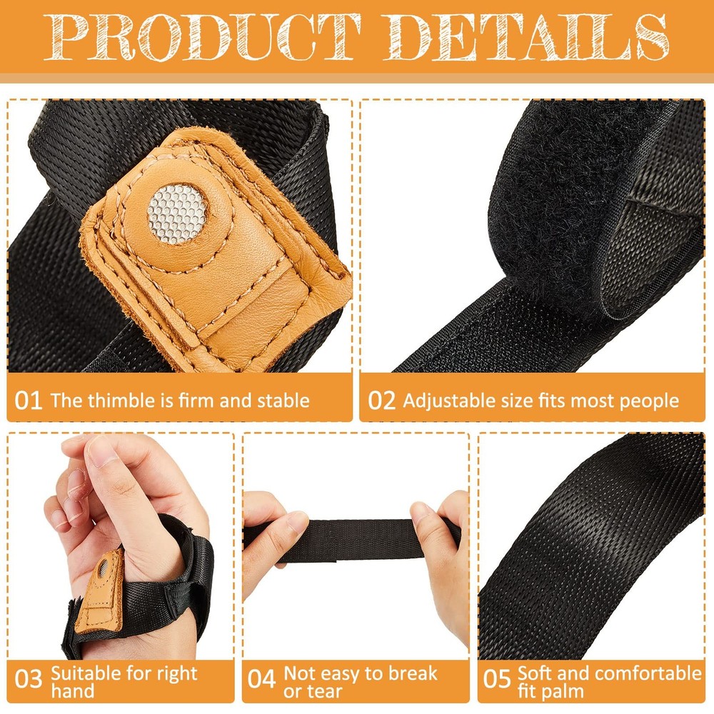 Adjustable Sewing Palm Right Handed Sailmaker's Tool black