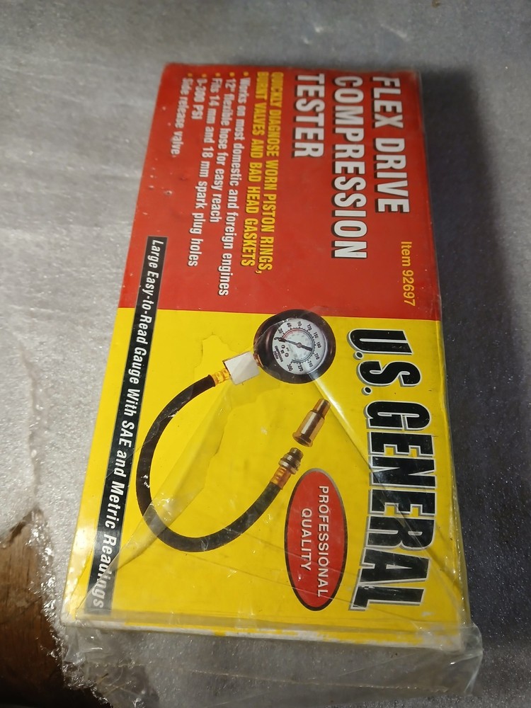 U.S. General Flex Drive Engine Compression Tester 0-300 PSI Harbor Freight