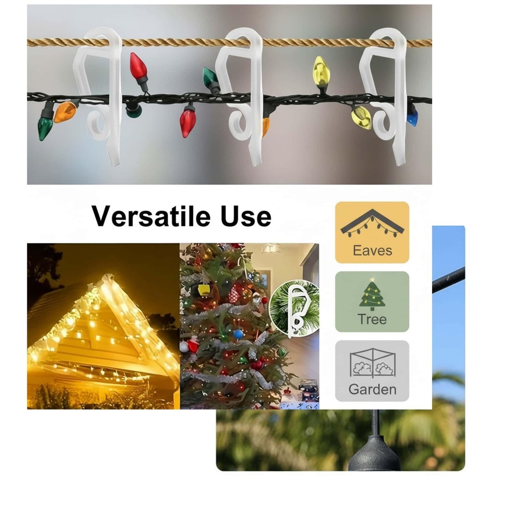 Kihanyoh Christmas Light Clips, White Gutter Hooks Outside String