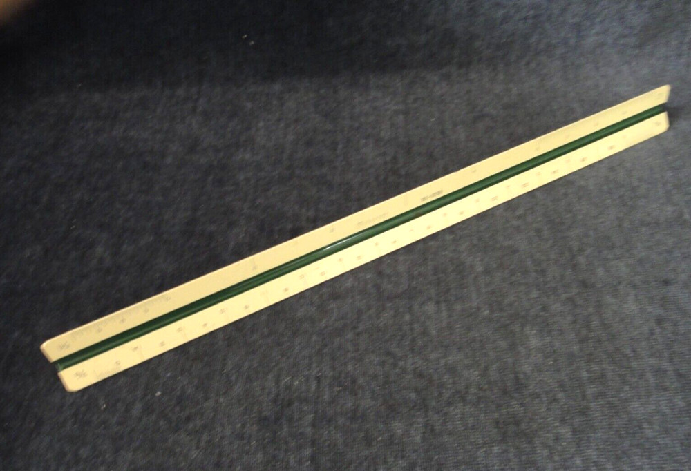 Vintage Charvoz 30-1203 Architect Triangular 12" Scale