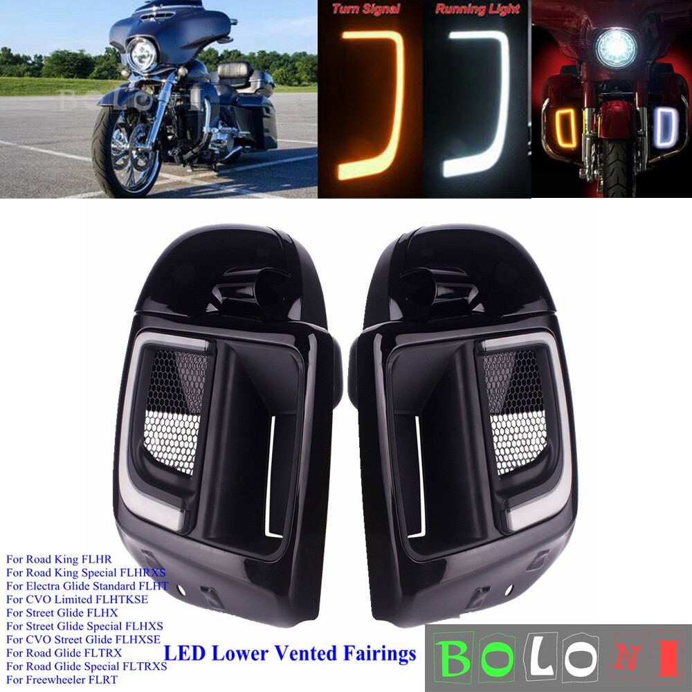 LED Light Cover Lower Vented Fairing Speaker Box Pod For Harley Touring 2014-21