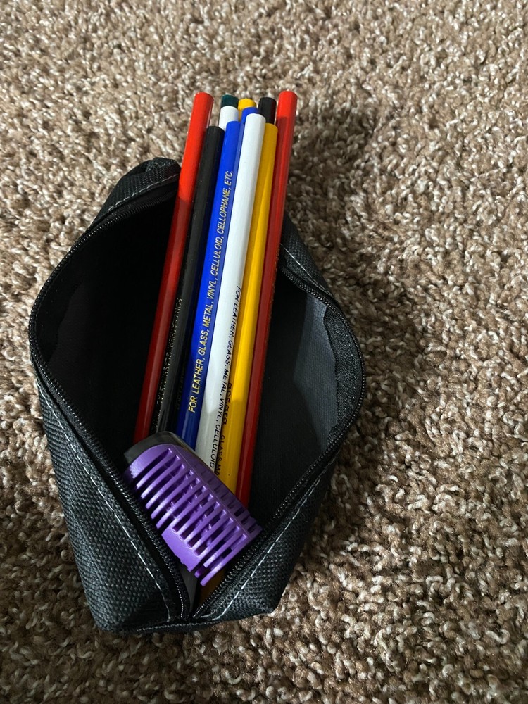 12 apsara glass marking pencil (6color)+case+random sharpner