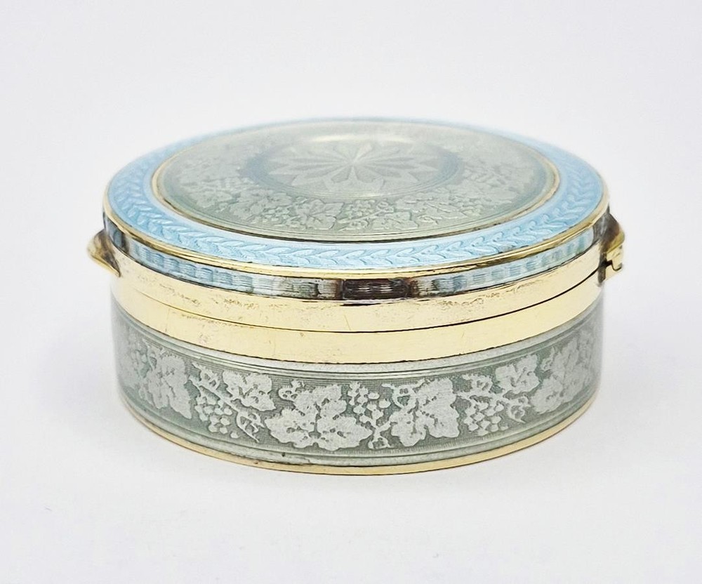 FINE AUSTRO-HUNGARIAN SOLID SILVER GUILLOCHE ENAMEL BOX c1910 GEORG ADAM SCHEID