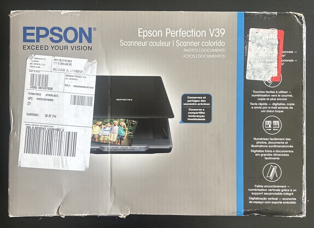 Epson Perfection V39 Flatbed Scanner - Black - Open Box (T)