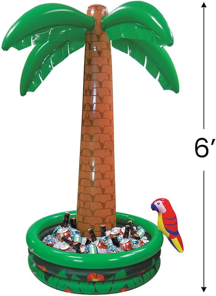 Inflatable 6 Foot Palm Tree Cooler, White, One Size