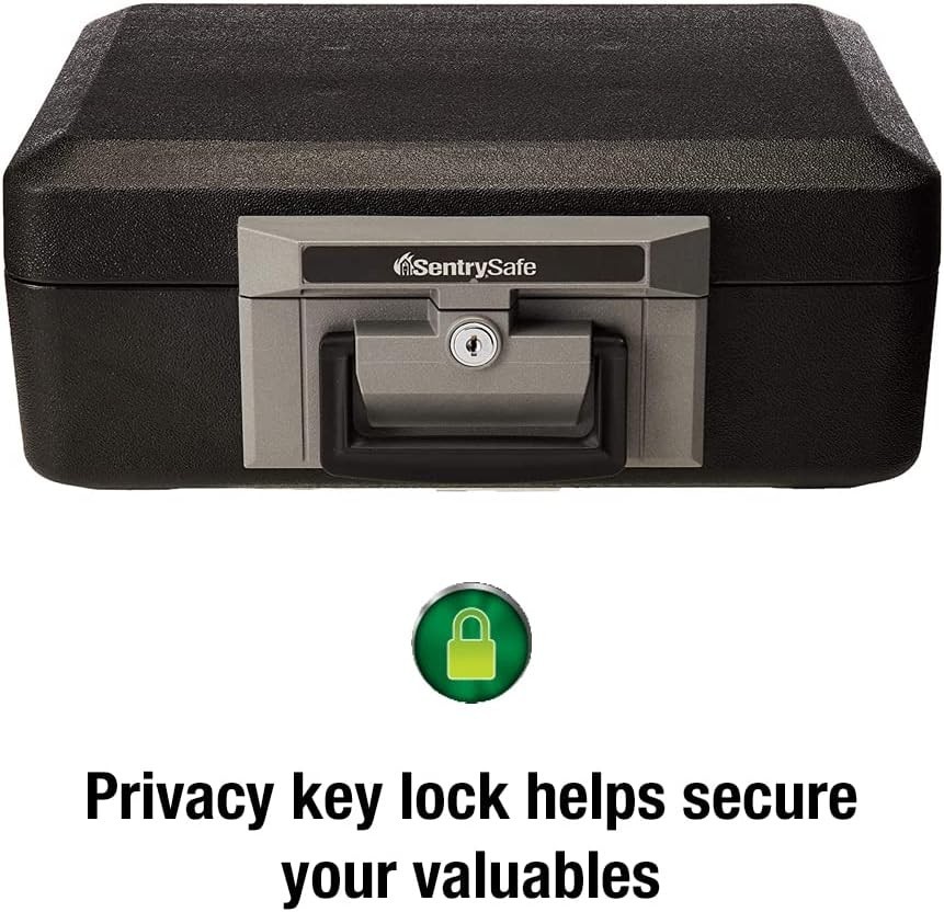 Fireproof Safe Box Steel 0.25 Cu Ft Key Lock Compact with Carry Handle