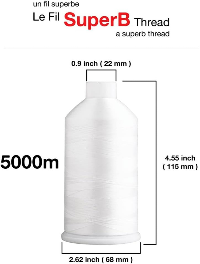 Super B Polyester Embroidery Thread, 40Wt Large Spool 5000M, Embroidery Thread f