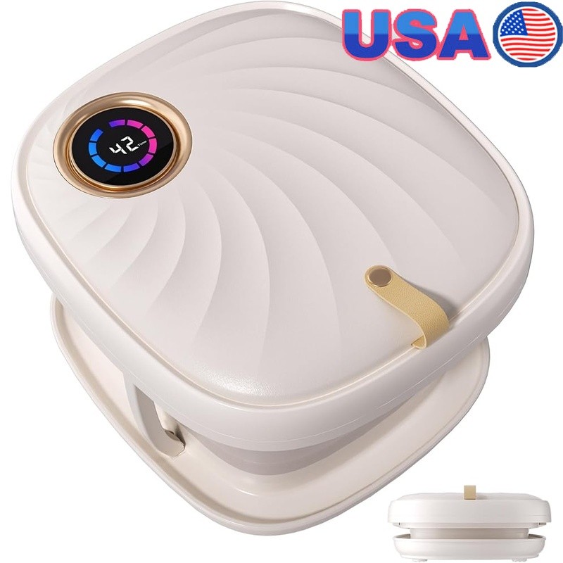 Collapsible Foot Spa W/ Temperature Control Bubble Massage & Red Light Therapy