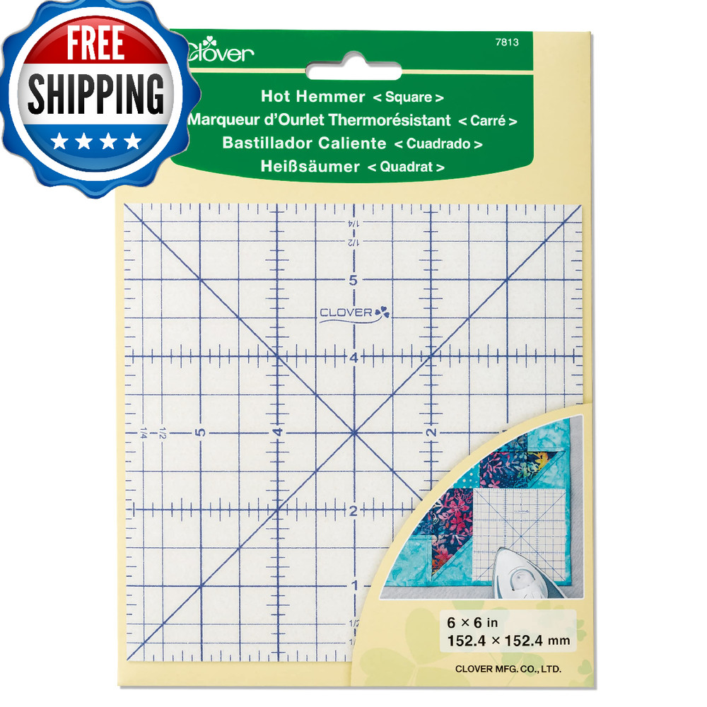 Clover Hot Hemmer Ruler 6"X6" - Square