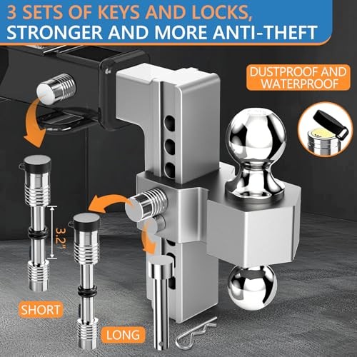 Drop Hitch for 2 Inch Receiver, 8 Inch Adjustable Trailer Hitch 8 Inch Drop