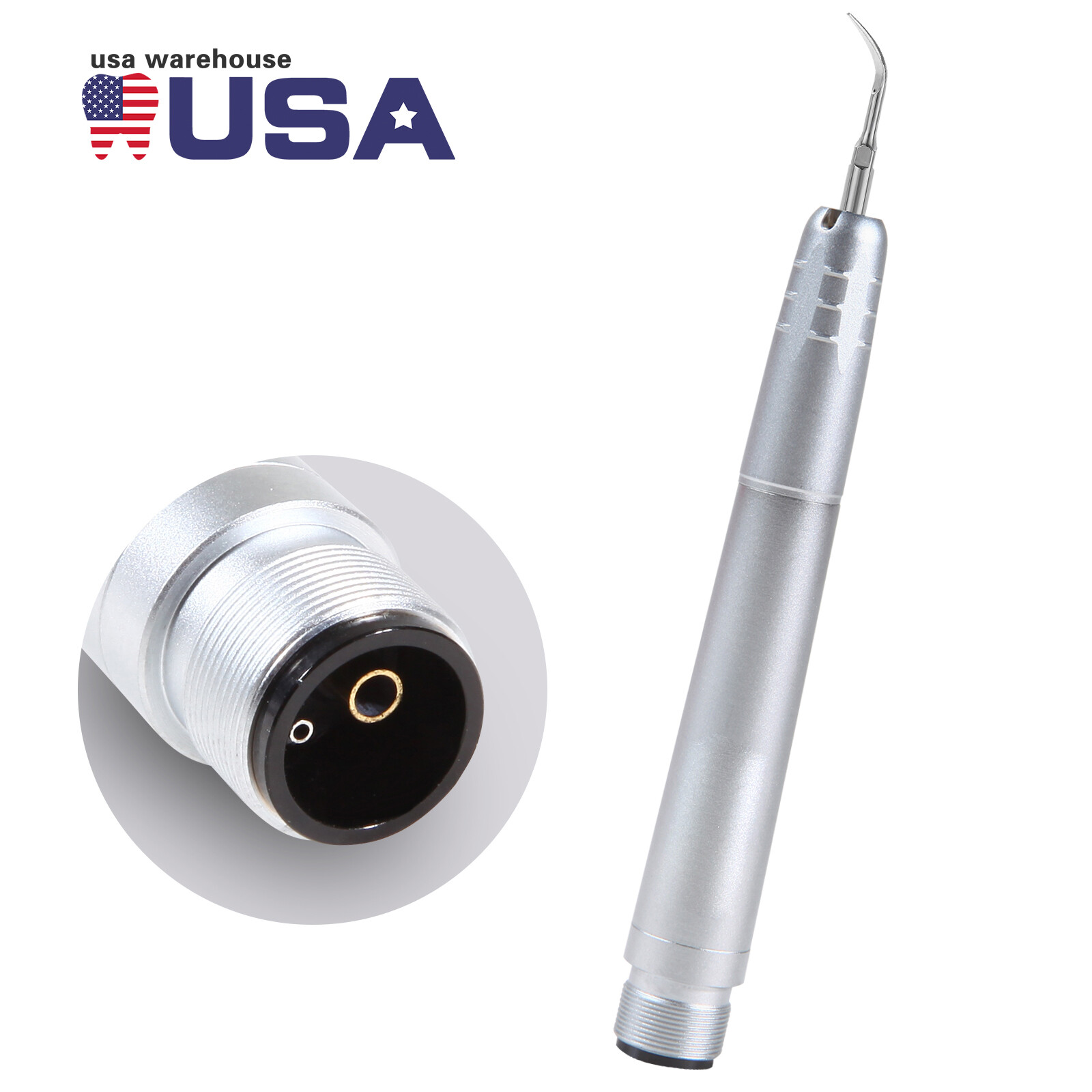 USA Dental Ultrasonic Air Perio Scaler Handpiece Hygienist 2/4-Holes With 3 Tips
