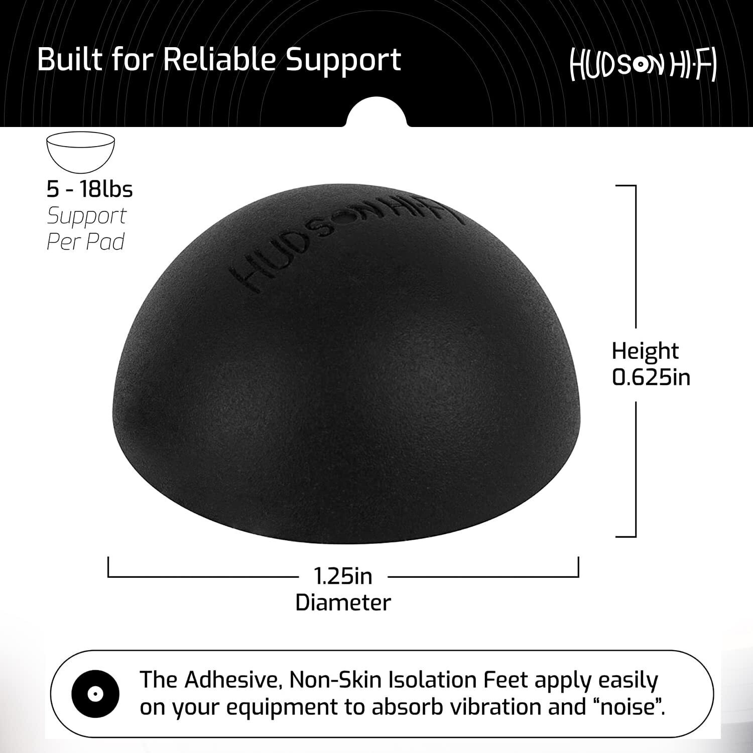 Hudson Hi-Fi Platinum Silicone Hemisphere Non-Skid Isolation Feet w/ Adhesive