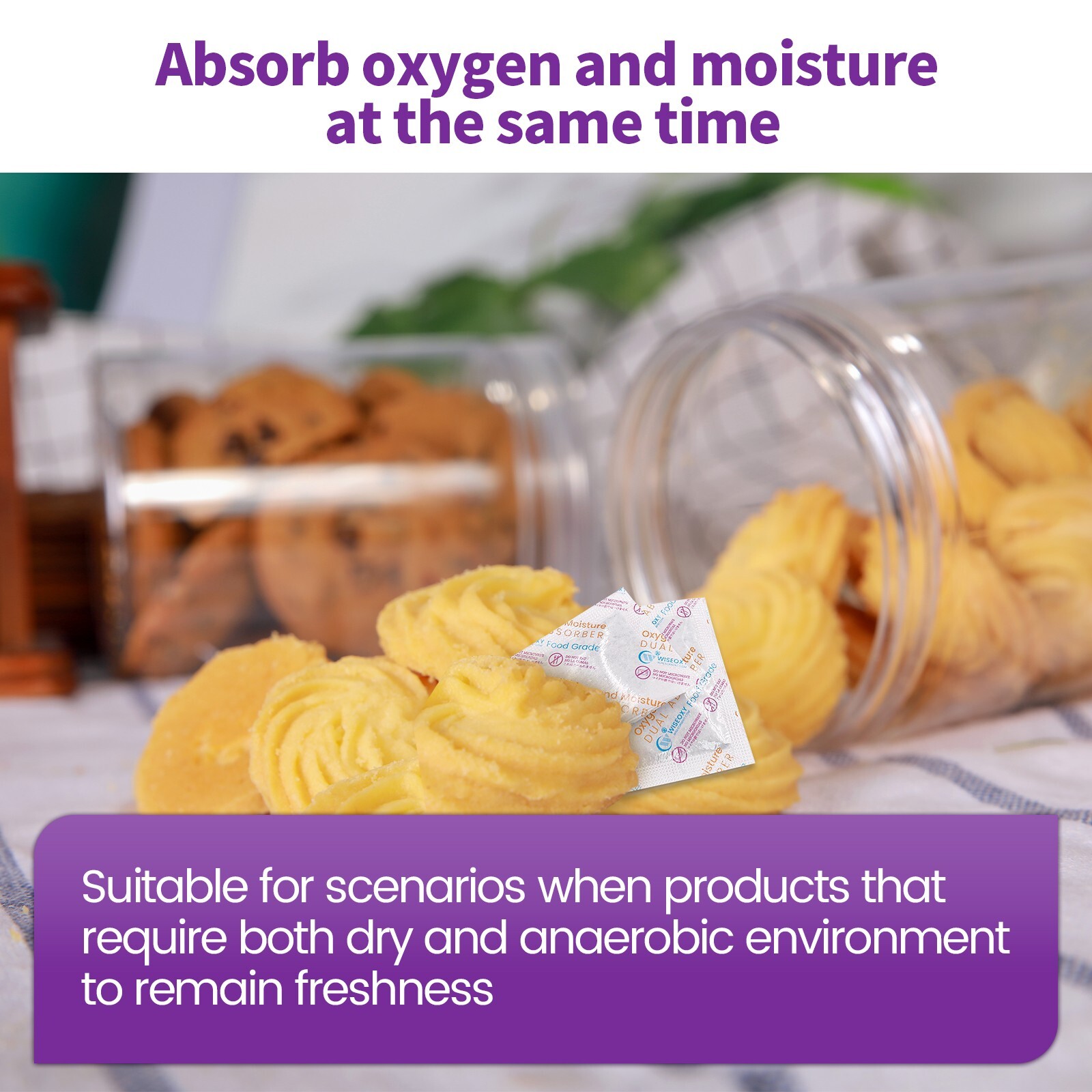 Oxygen Absorbers With Strong Moisture Removal for Long Term Food Storage