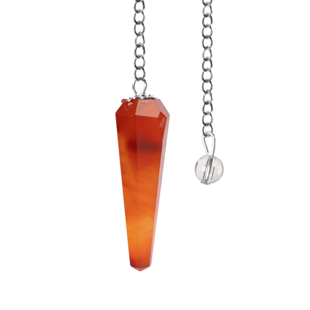 Carnelian Pendulum Crystal, Faceted Pendulum Divination Tools, Dowsing Pendulum