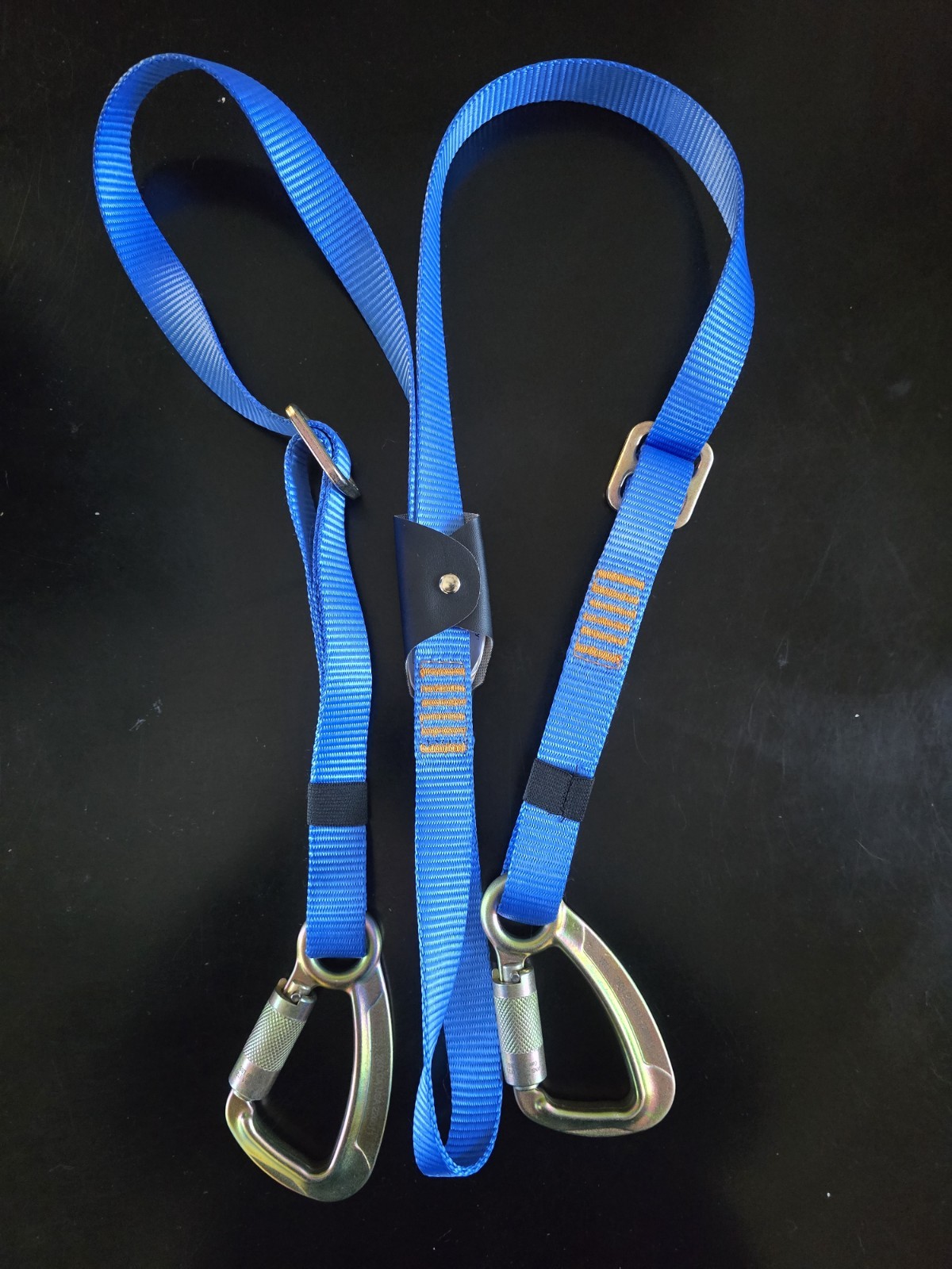 Fusion Adjustable Y-Lanyard W/hitched Loop And Carabiner Ends Blue 48 climbing