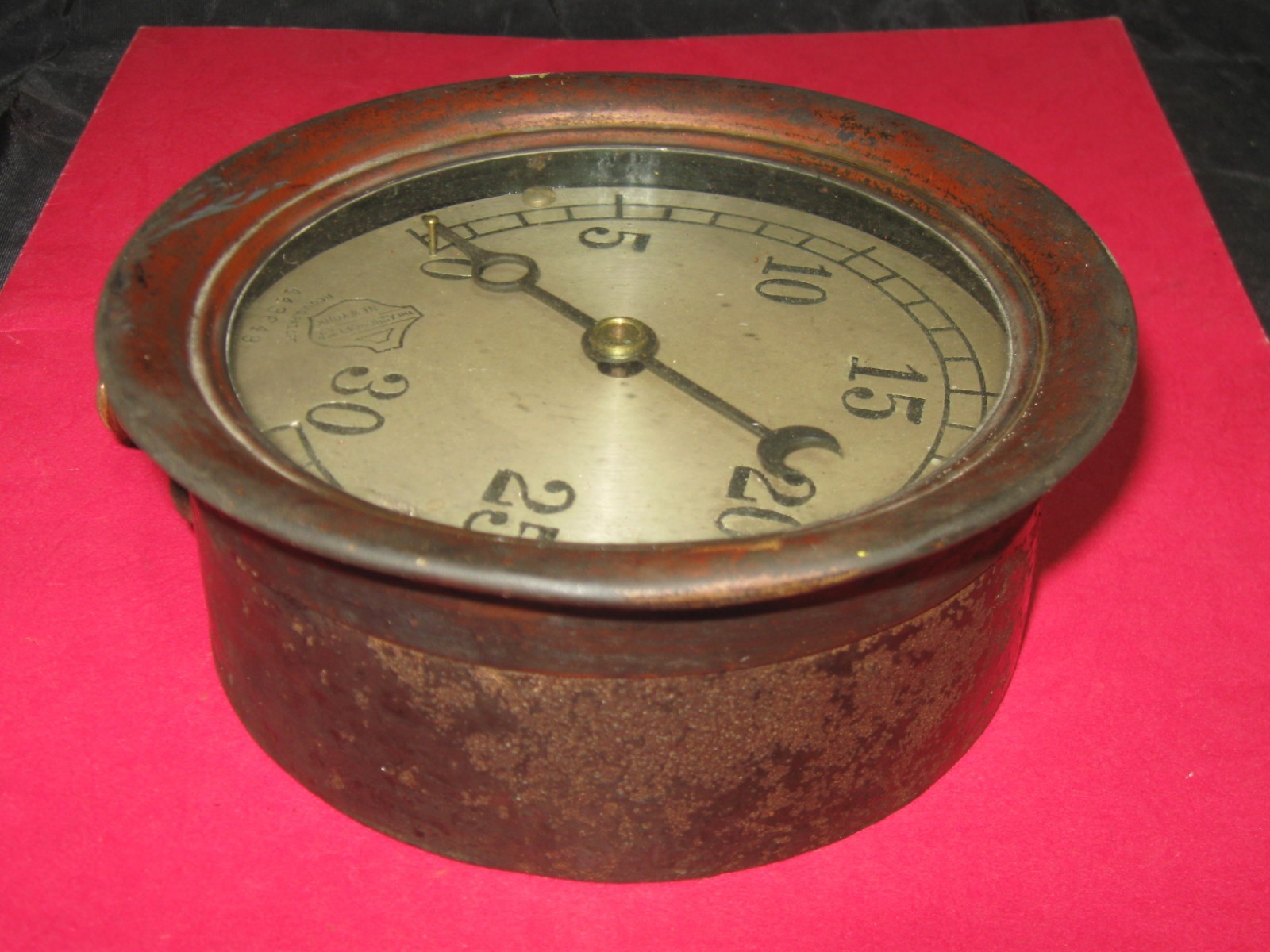 Antique Ashcroft Mfg Co Brass Steam 30 PSI Gauge Boiler Engine GREAT STEAMPUNK