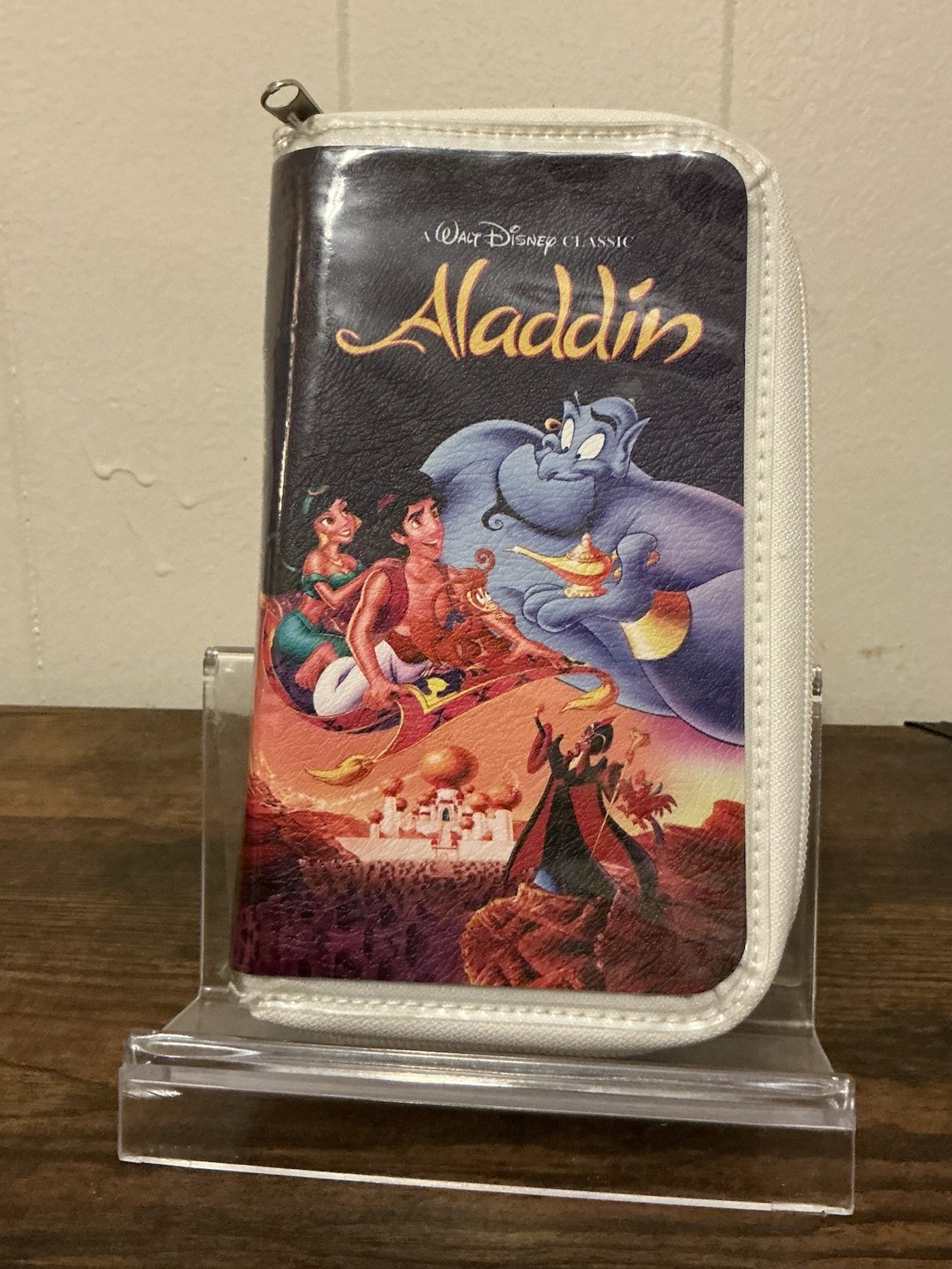 Rare Vintage Disney Aladdin VHS case clutch purse Zip Around Wallet Handbag Bag