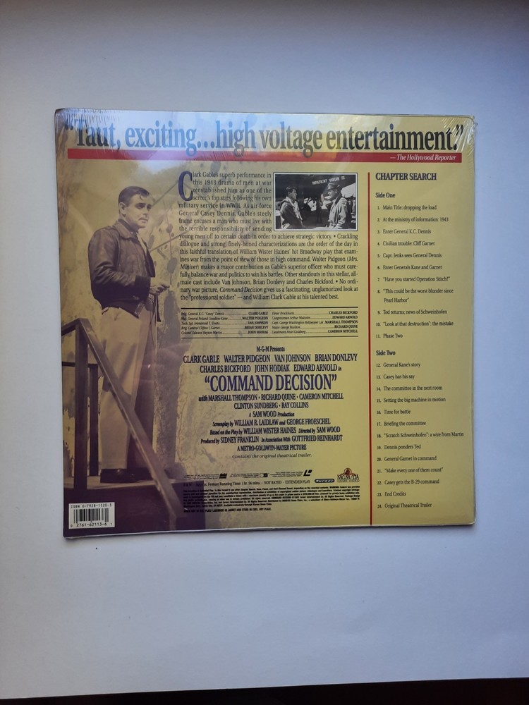 COMMAND DECISION Laserdisc 1992 Clark Gable Brand New Sealed