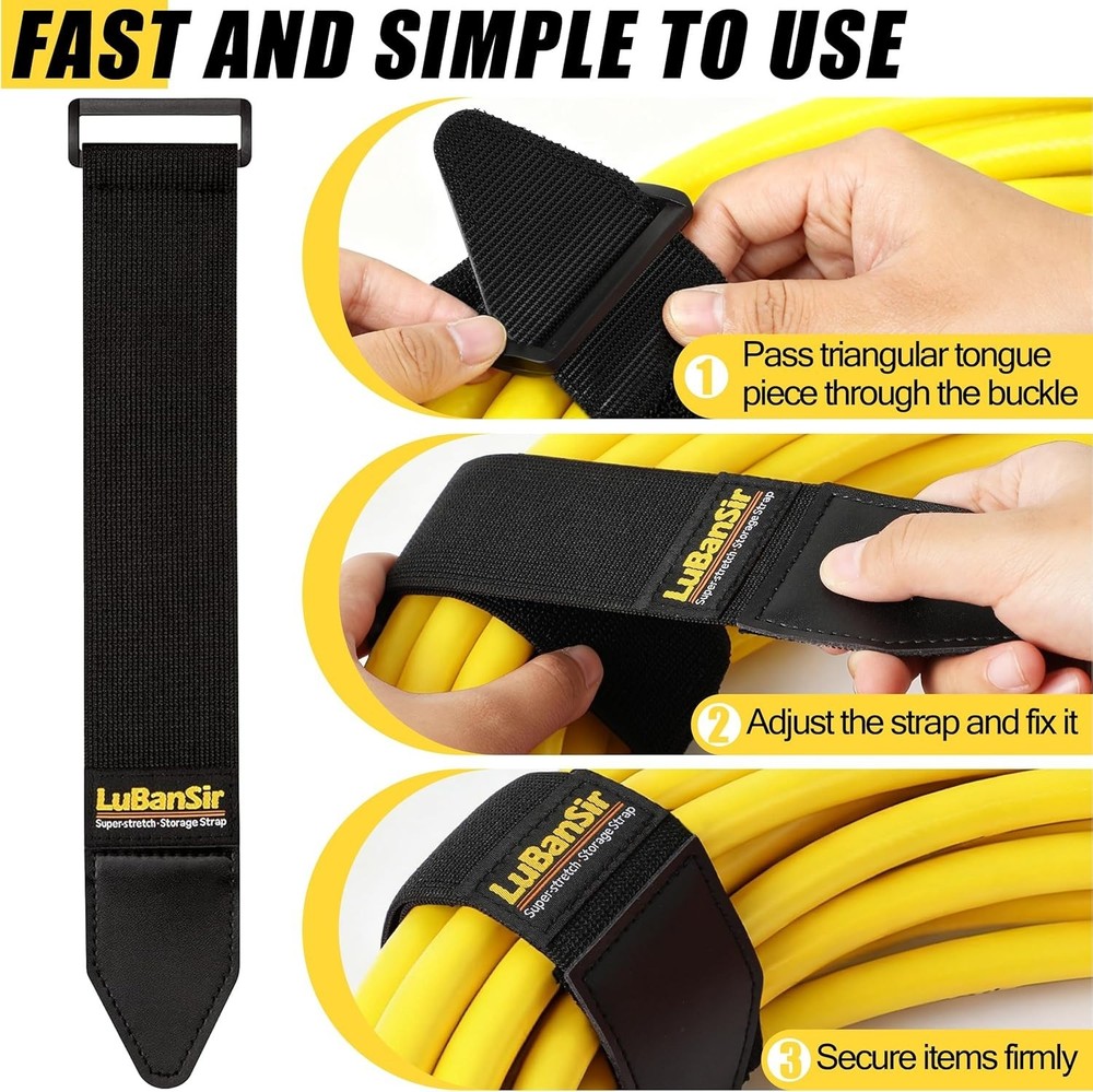 Multipurpose Elastic Storage Straps - 6 Pack for Tight Securing & Organization