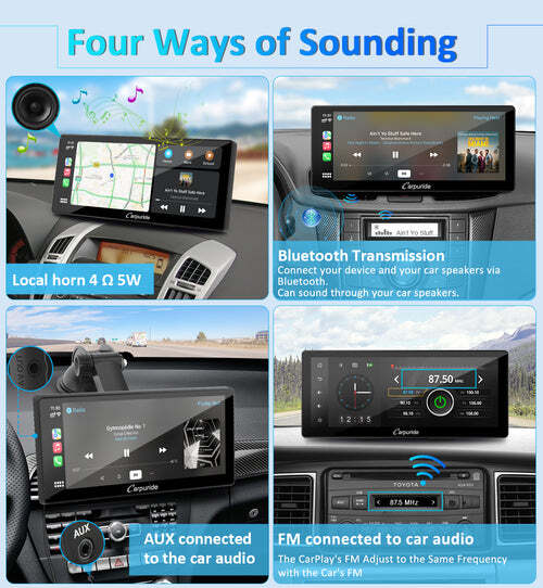 Carpuride W103Pro Portable Apple Carplay Android Auto Dual Bluetooth Touchscreen