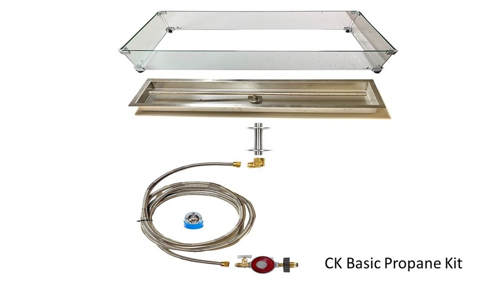 DIY Pro Basic Propane Fire Table Kit w/ Windscreen, Pan, Burner, and Gas Kit