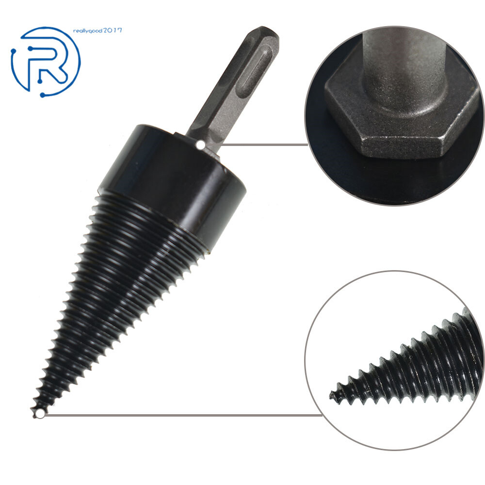 3pcs handle Hex + Square + Round 42mm Fire wood Log Splitter Drill Bit Set