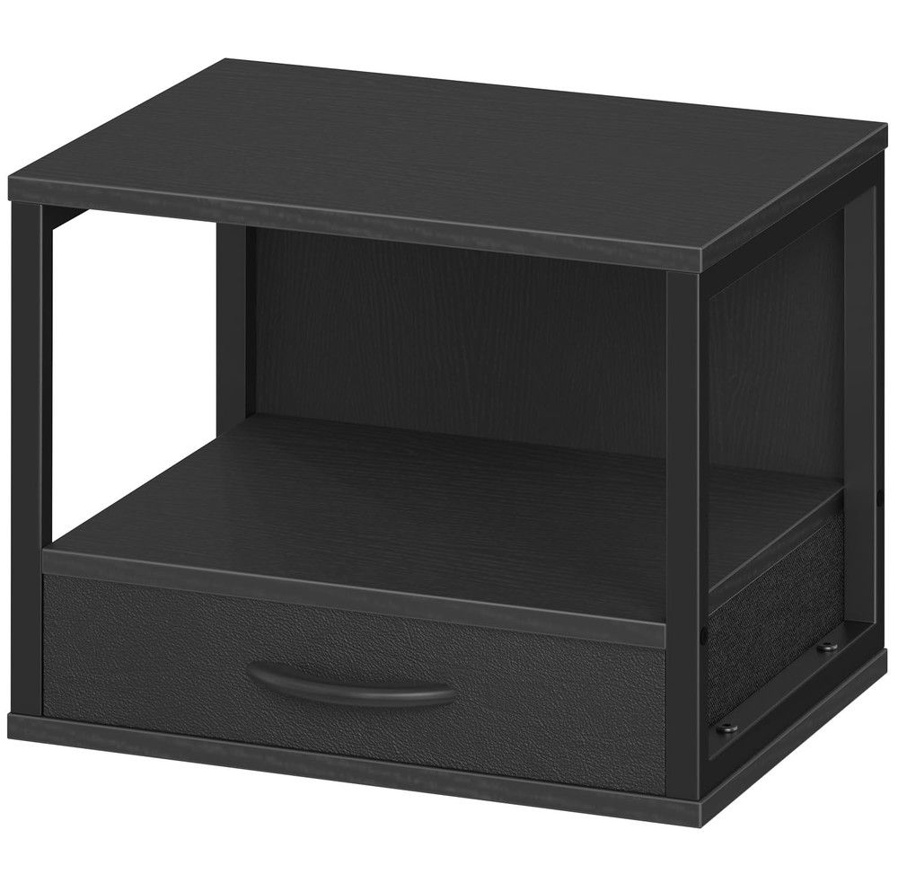 2Tier Desktop Printer Stand Drawer UnderDesk Storage Shelf Black BB07PS01