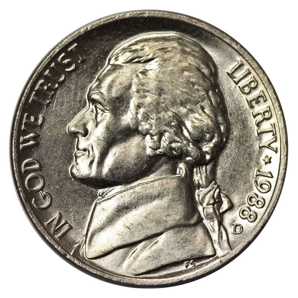1988-D Full Step FS Gem BU Jefferson Nickel (SP)