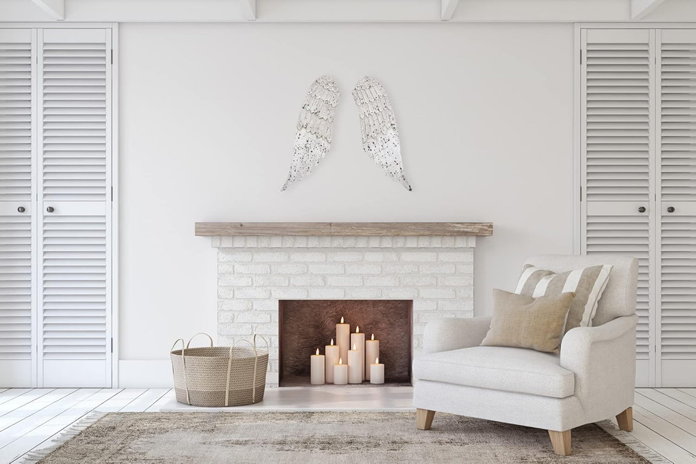 Small Decorative Angel Wings in Distressed Grey