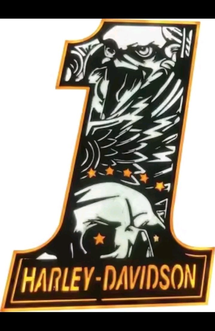 Harley Davidson #1 Dark Custom Logo Eagle Head  Aluminum Motorcycle Sign New