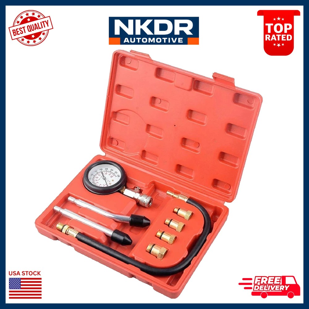 Engine Cylinder Compression Gauge Tester Kit Gas Engine Diagnostic Testing Tool.