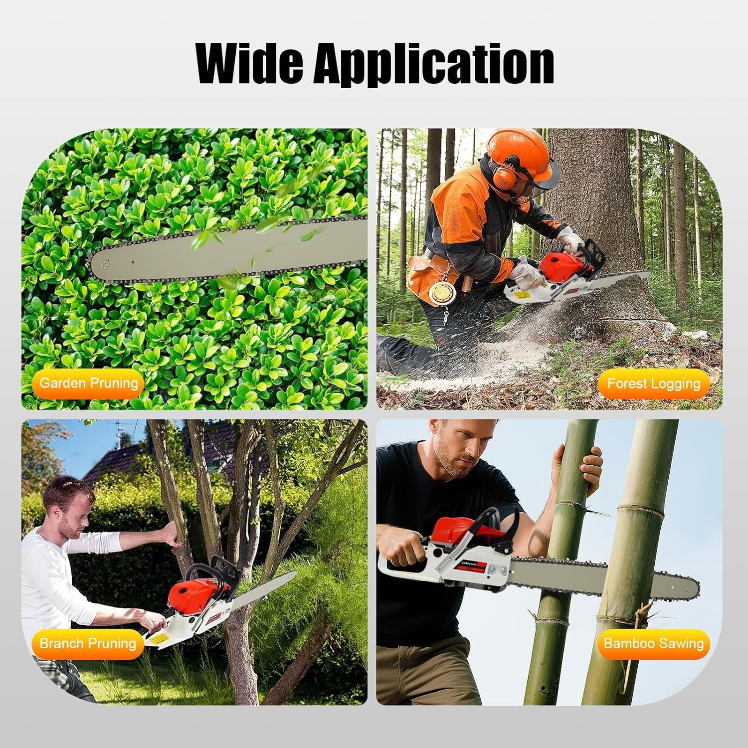 2-Stroke Gasoline Chainsaw 52 CC 20" Bar Power Engine Wood Cutting Gas Chain Saw