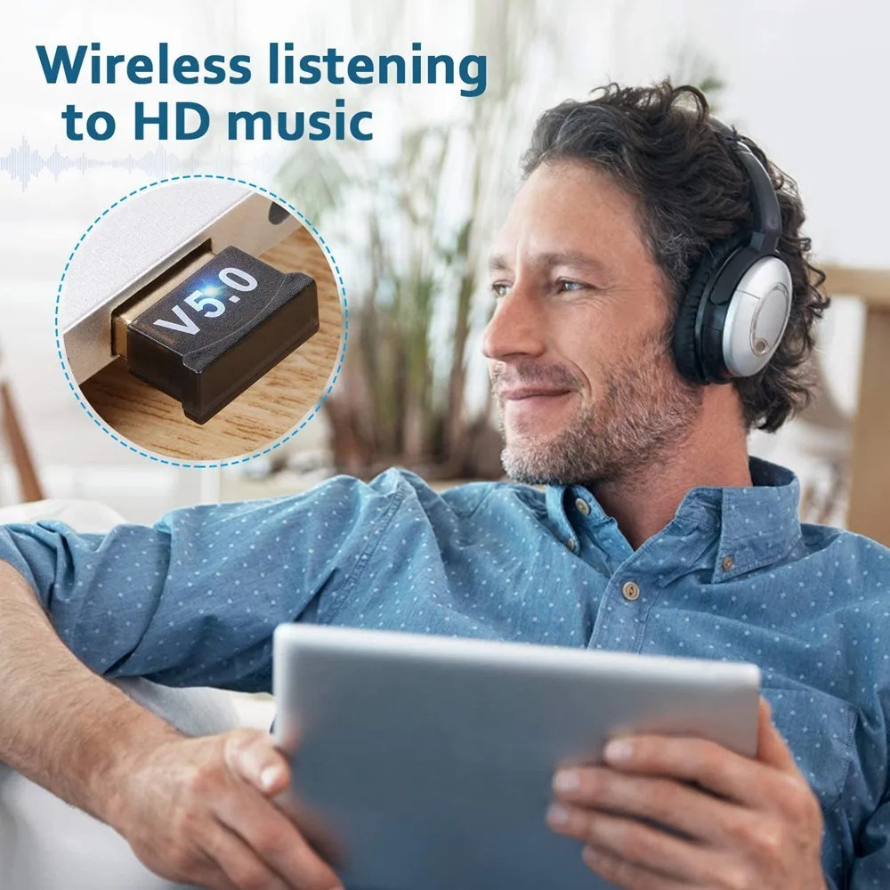 USB Bluetooth 5.0 Wireless Stereo Audio Music Adapter Dongle Receiver For TV PC