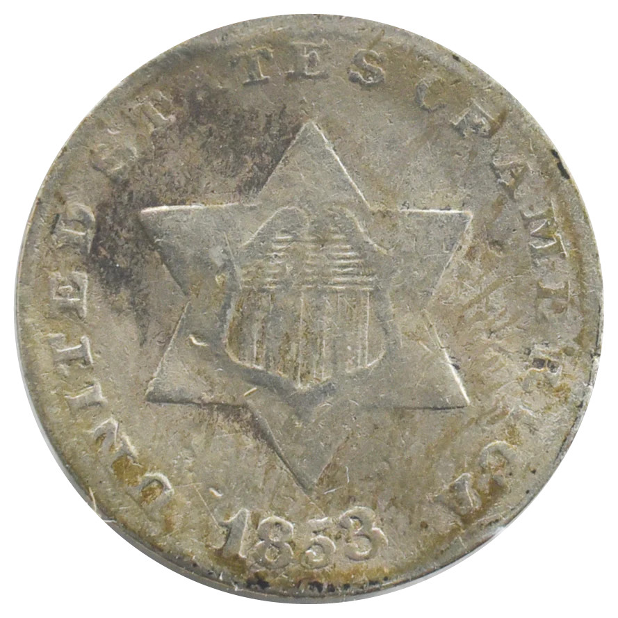 1853 Three Cent Silver Piece (G)
